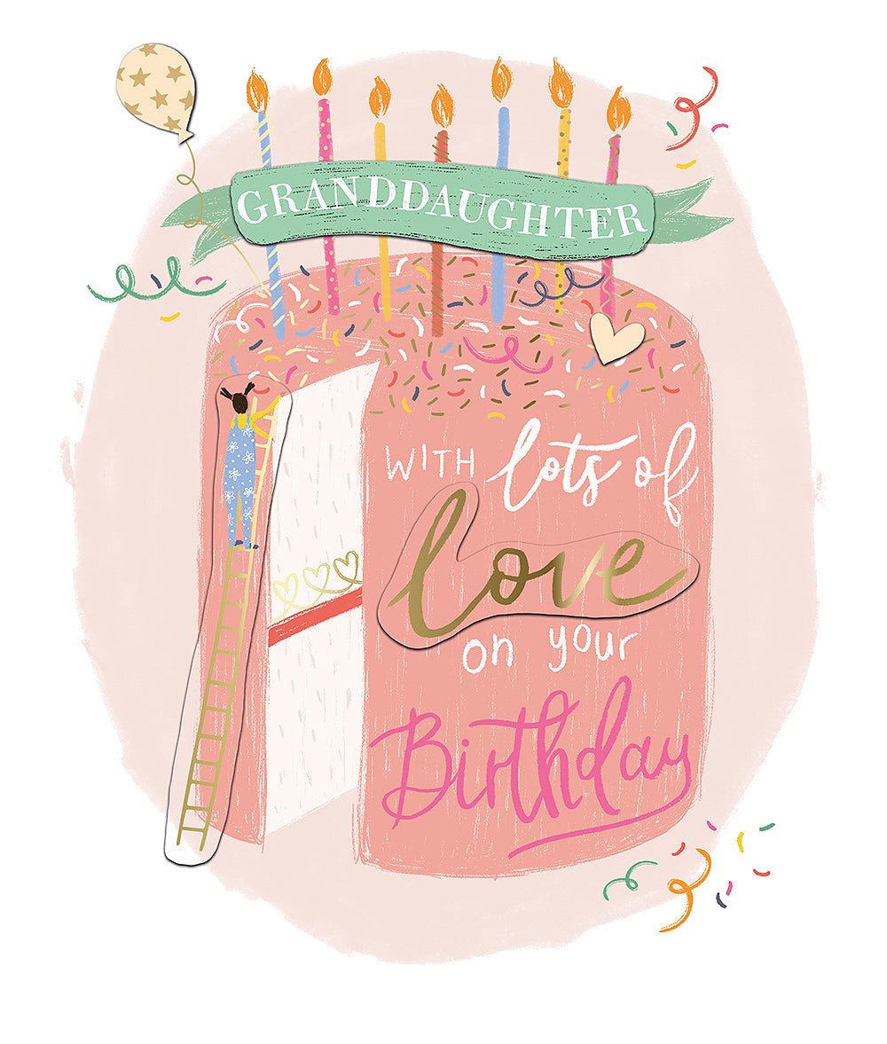 Granddaughter Cake Embellished Birthday Greeting Card