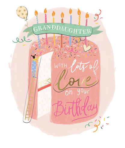 Granddaughter Cake Embellished Birthday Greeting Card