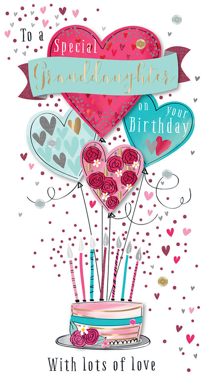 Special Granddaughter Embellished Birthday Greeting Card