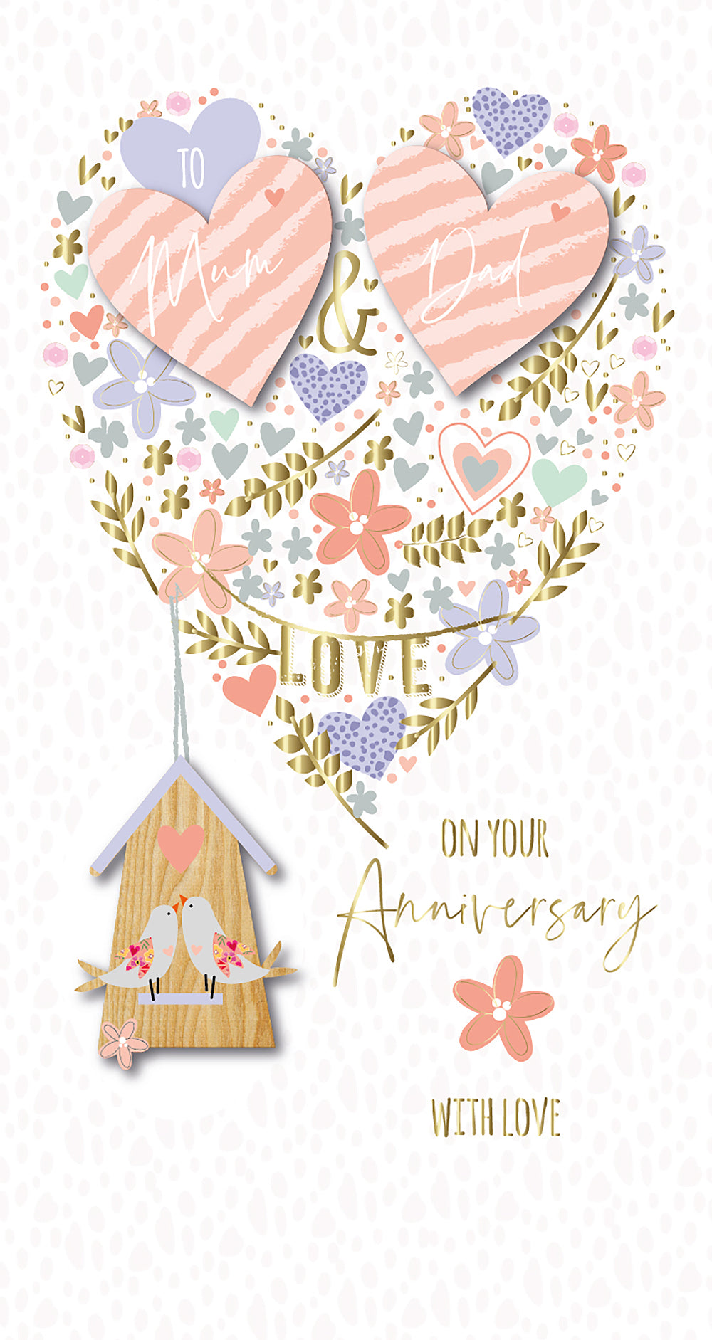 To Mum & Dad On Your Anniversary Embellished Greeting Card