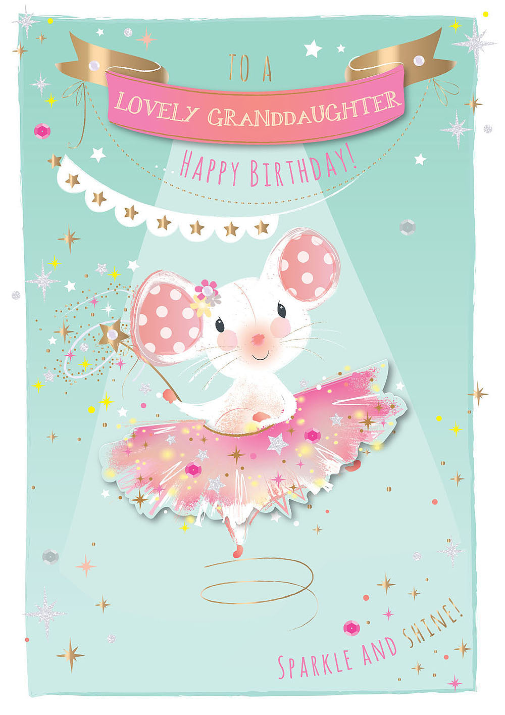 Ballerina Granddaughter Embellished Birthday Greeting Card