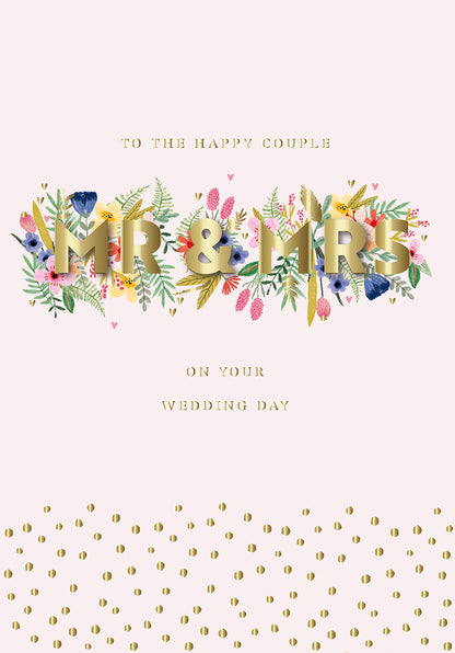 Mr & Mrs On Your Wedding Day Embellished Greeting Card