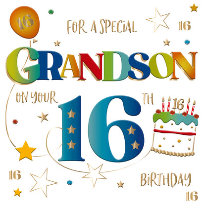 Special Grandson On Your 16th Birthday Greeting Card