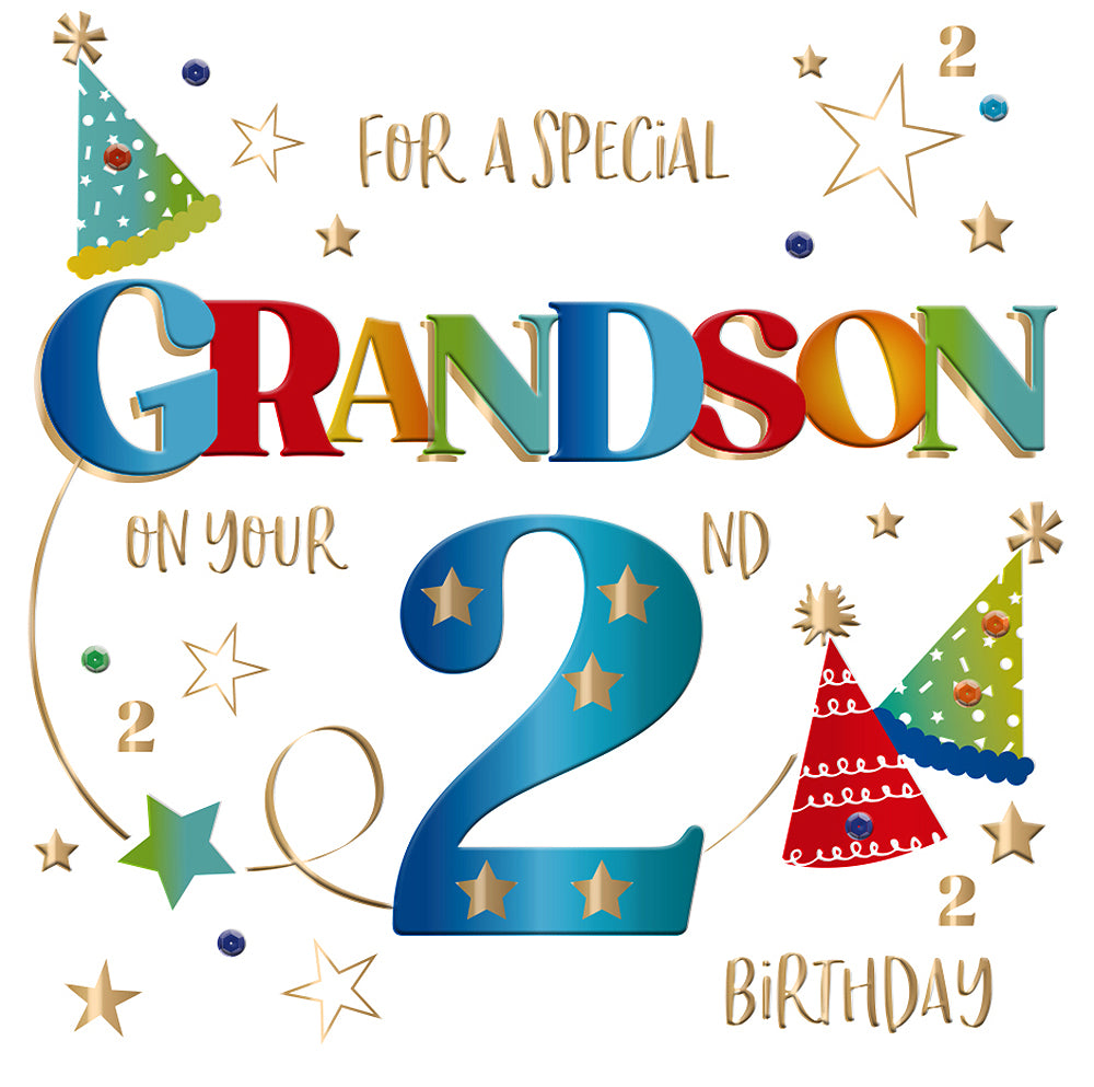Special Grandson On Your 2nd Birthday Greeting Card