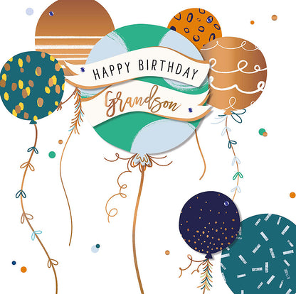 Birthday Balloons Grandson Birthday Greeting Card