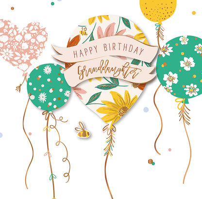 Granddaughter Balloons Embellished Birthday Greeting Card