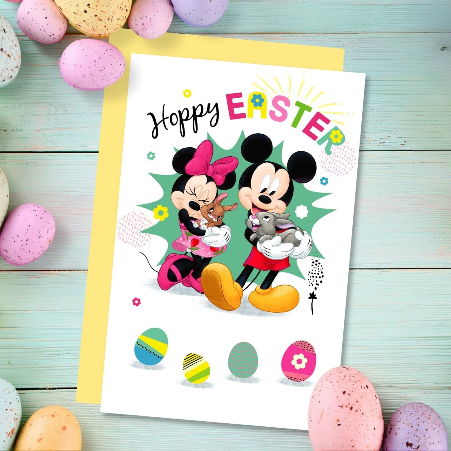 Disney Mickey Mouse & Minnie Hoppy Friend Easter Card Contemporary Greeting Card