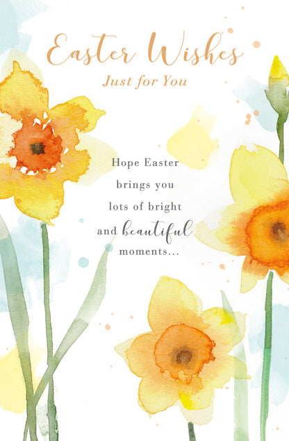 Easter Wishes For You Watercolour Daffodil Easter Card Traditional Greeting Card