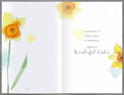 Easter Wishes For You Watercolour Daffodil Easter Card Traditional Greeting Card
