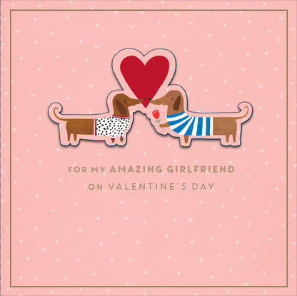 Amazing Girlfriend Puppy Love Blooms Valentine's Day Hand-Finished Greeting Card