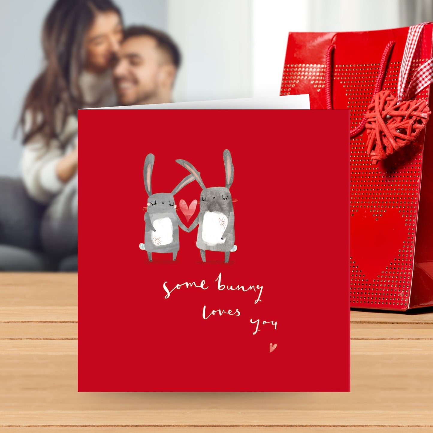 Bunny Love Hare-Raising Romance Valentines Day Contemporary Greeting Card