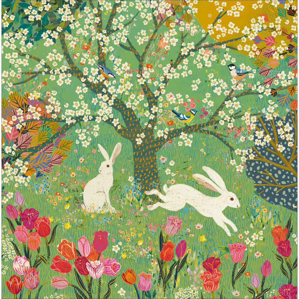 Hares In A Meadow Hoppin' Easter Fun Artistic Easter Greeting Card