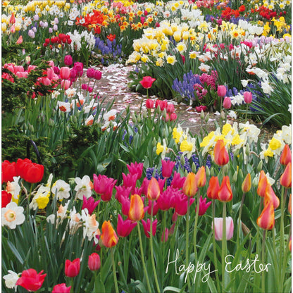 Happy Easter Tiptoe Through Tulips Artistic Easter Greeting Card