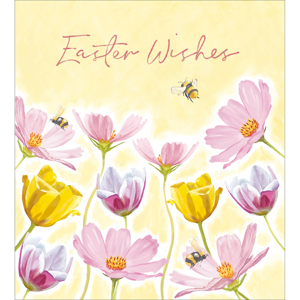 Pack Of 5 Easter Wishes Buzzing Blooms, Happy Bees Artistic Greeting Cards