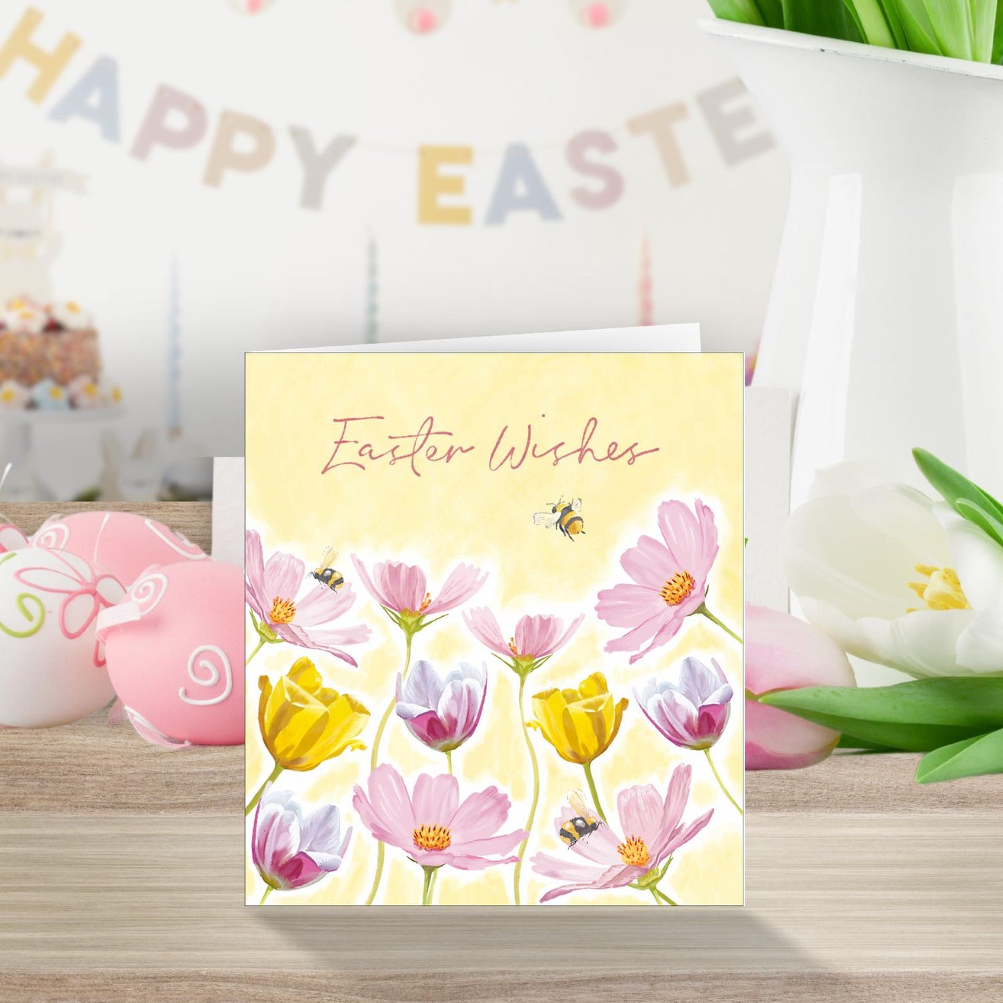 Pack Of 5 Easter Wishes Buzzing Blooms, Happy Bees Artistic Greeting Cards