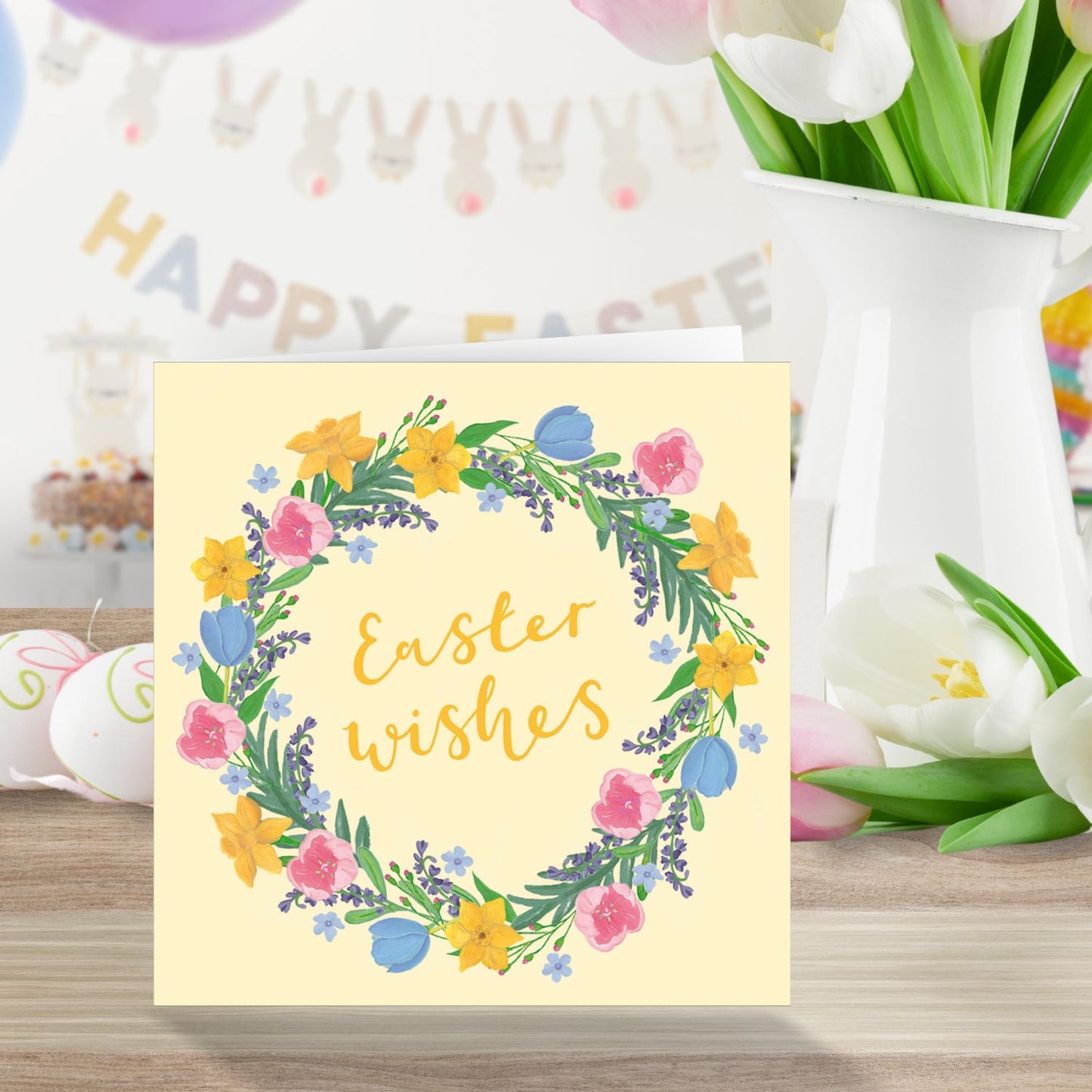 Easter Wishes Hop Into Spring Artistic Easter Greeting Card