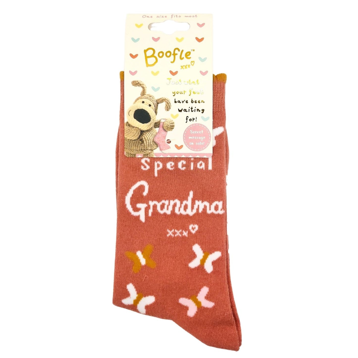 Boofle Special Grandma Peachy Fluttering Beauties Socks Gift Idea