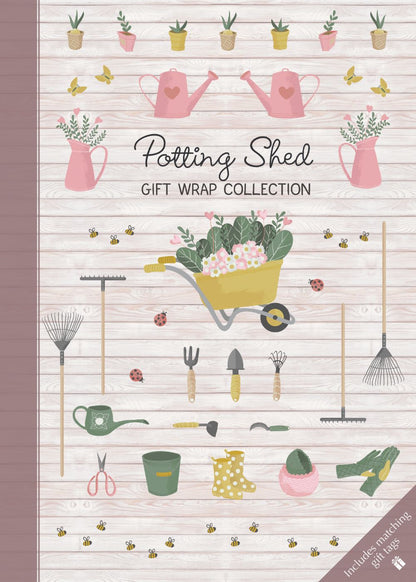 Gifted Stationery Potting Shed Gift Wrap Collection Sheets Wrapping Paper In Book