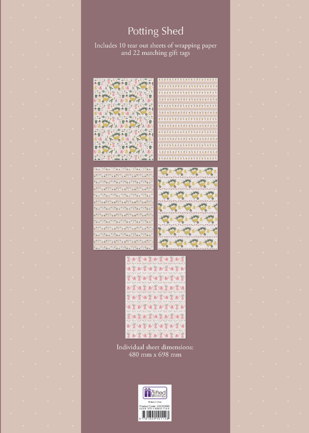 Gifted Stationery Potting Shed Gift Wrap Collection Sheets Wrapping Paper In Book