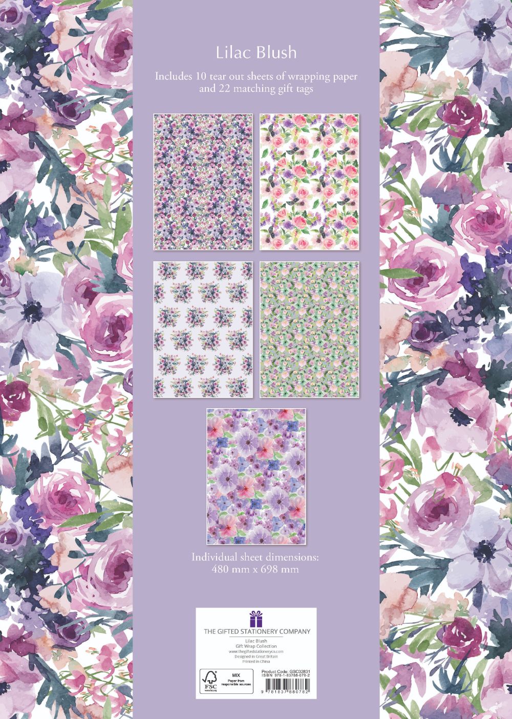 Gifted Stationery Lilac Blush Gift Wrap Collection Sheets Wrapping Paper In Book