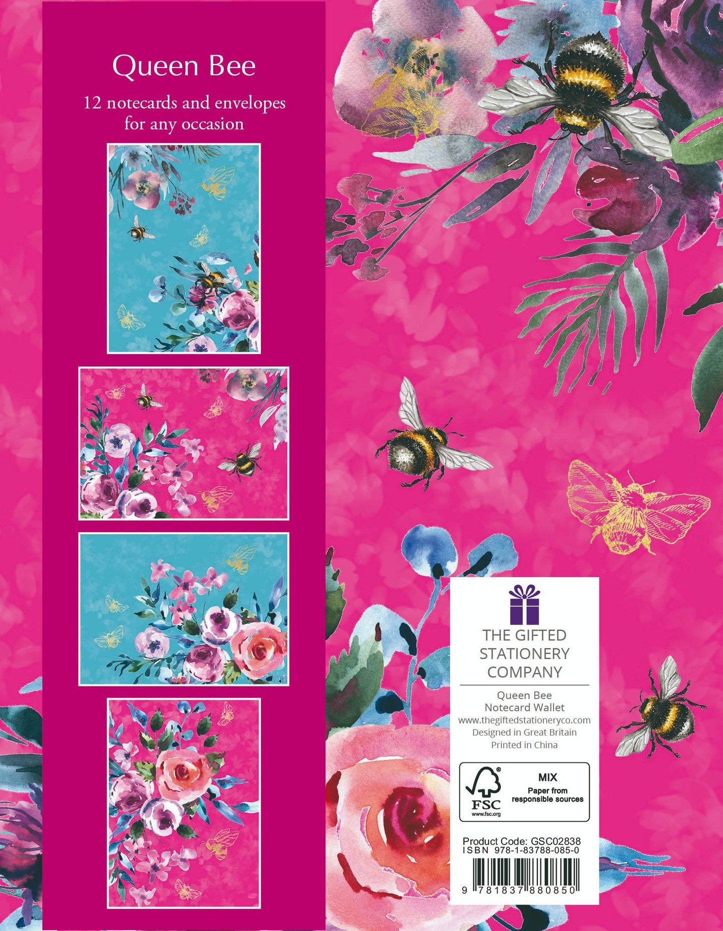 Gifted Stationery Queen Bee 12 Notecards & Envelopes In Wallet