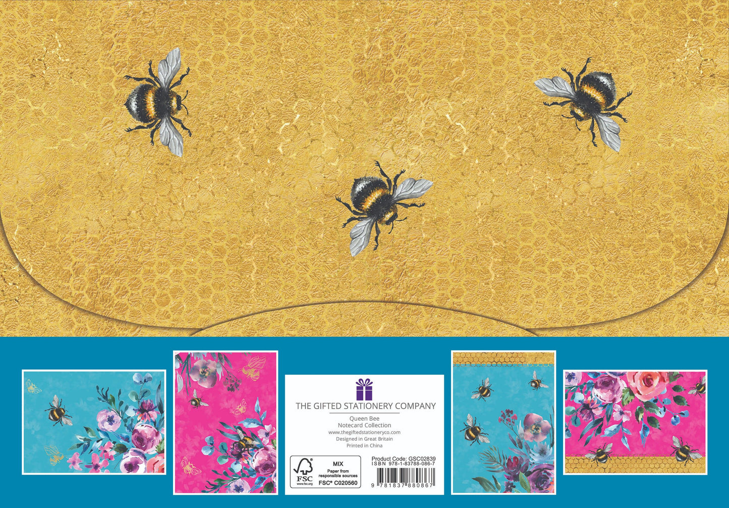 Gifted Stationery Queen Bee 20 Notecards & Envelopes Set