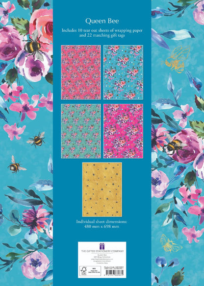 Gifted Stationery Queen Bee Gift Wrap Collection Sheets Wrapping Paper In Book