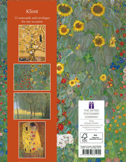 Gifted Stationery Klimt Floral 12 Notecards & Envelopes In Wallet