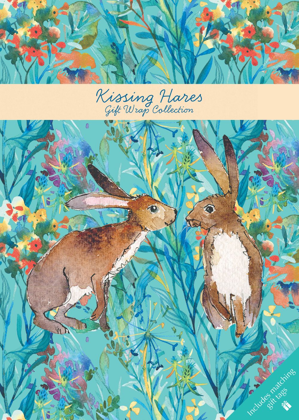 Gifted Stationery Kissing Hares Gift Wrap Collection Sheets Wrapping Paper In Book