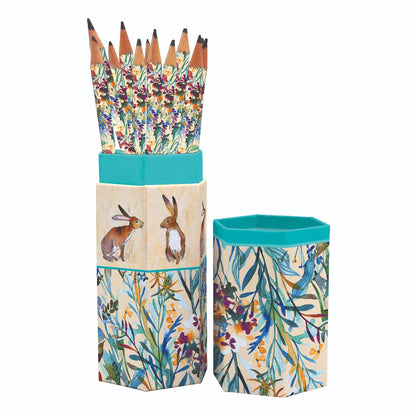 Gifted Stationery Kissing Hares Pencil Set In Case