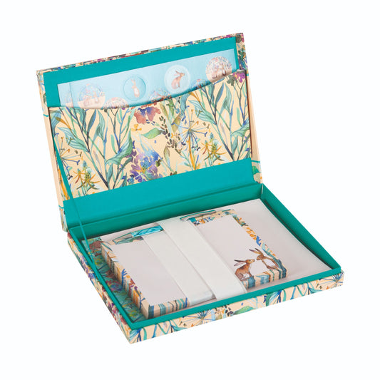 Gifted Stationery Kissing Hares Letter Writing Set Contains Pen, Paper & Envelopes