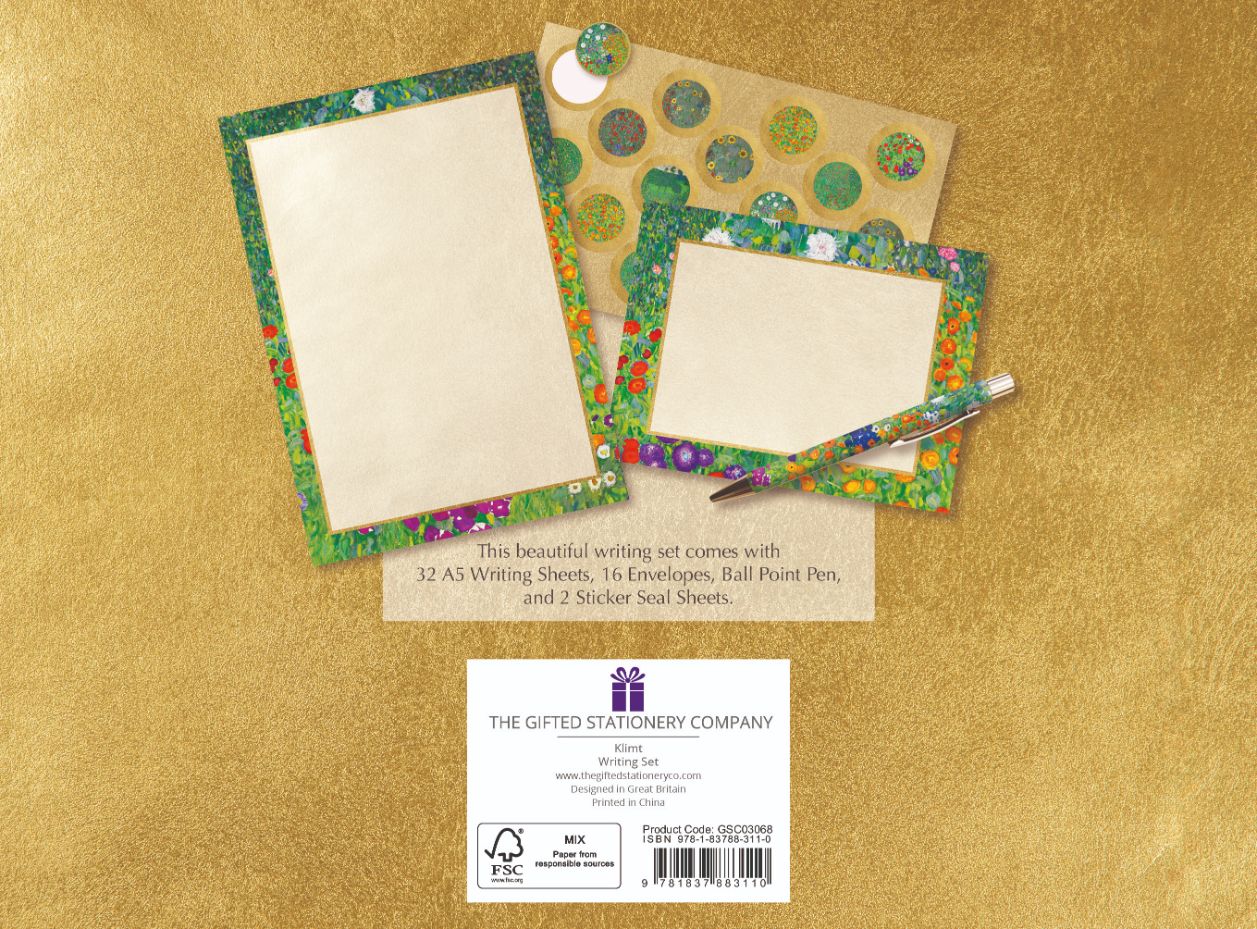 Gifted Stationery Klimt Letter Writing Set Contains Pen, Paper & Envelopes