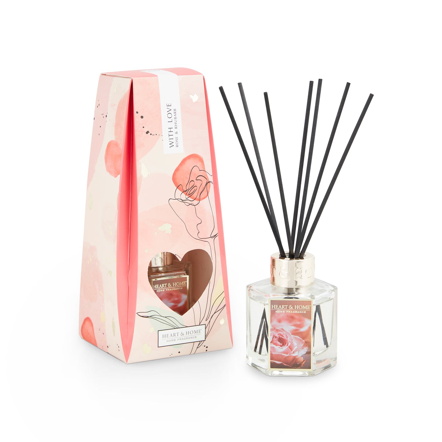 With Love Rose & Rhubarb Diffuser Blooming With Elegance Reed Diffuser Gift Idea