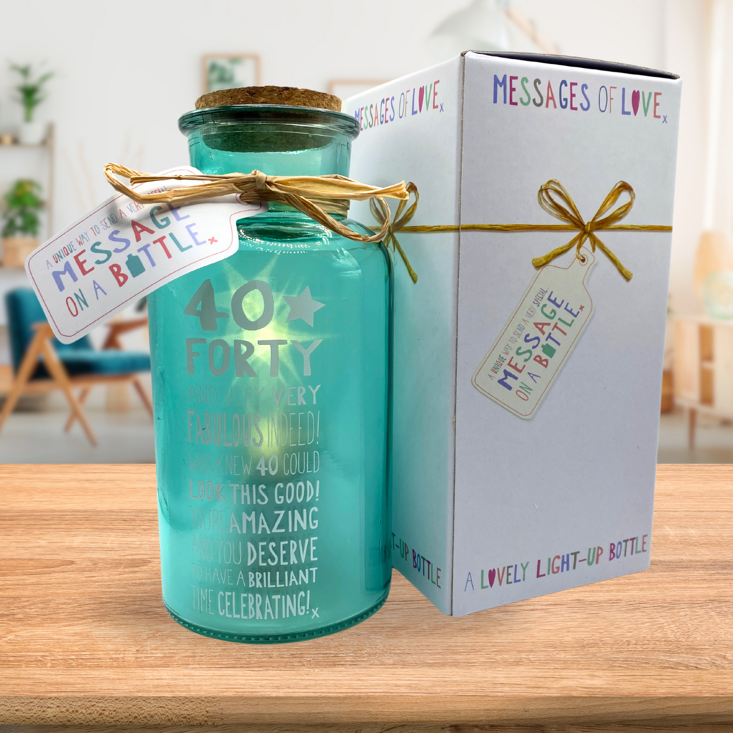 40th Birthday Light Up Jar Messages Of Love Glass Jar With LED Lights
