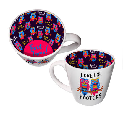Inside Out Lovely Hooters Owls Novelty Mug In Gift Box