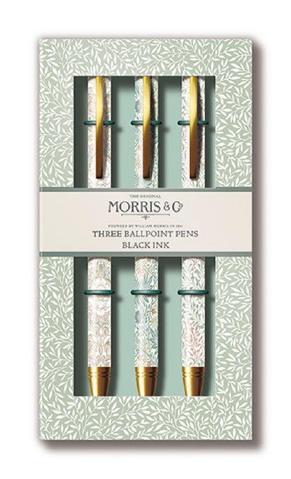 William Morris Set Of 3 Gift Boxed Pens In Mixed Designs