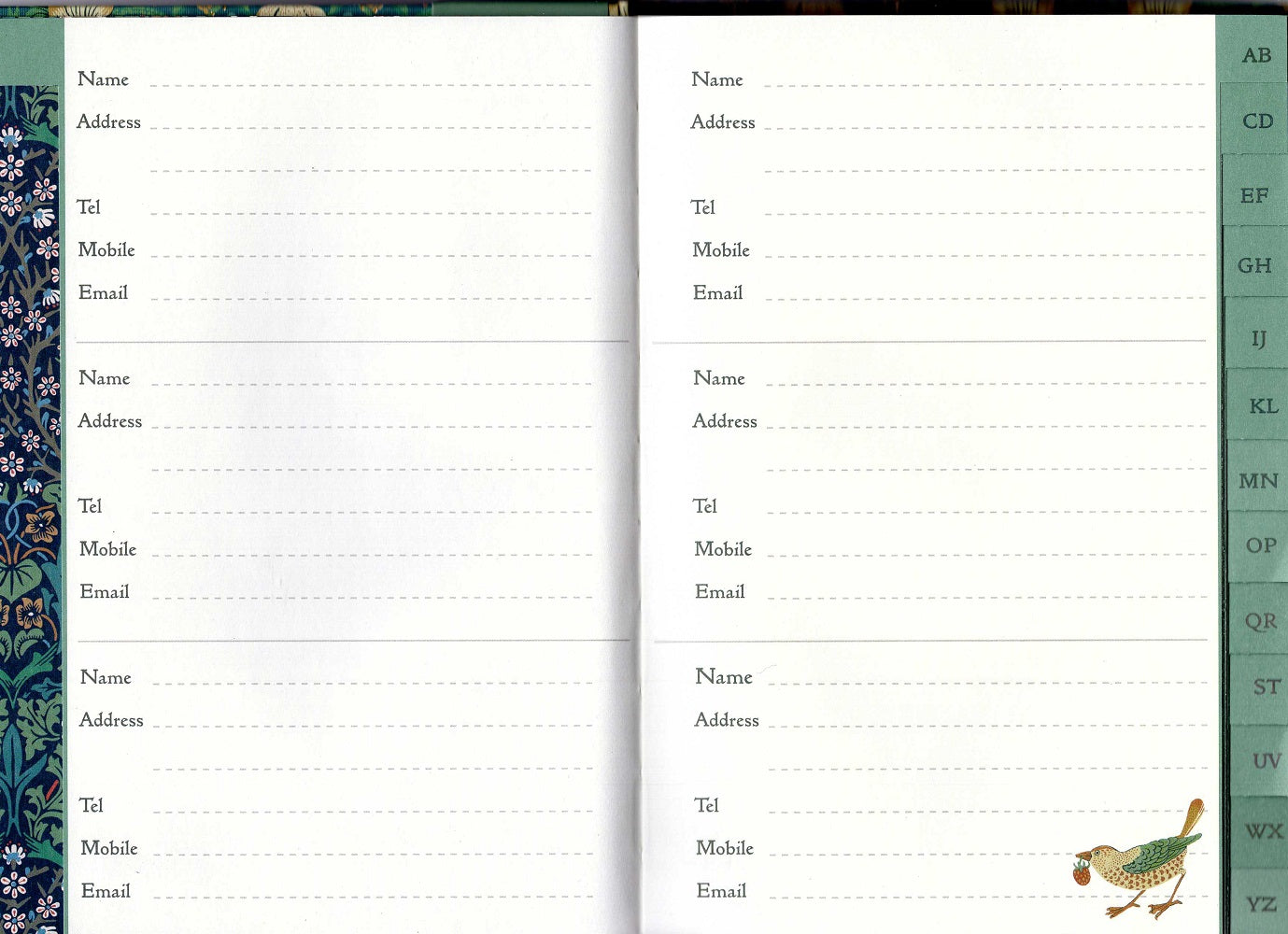 William Morris Blackthorn Addresses & Birthdays Book