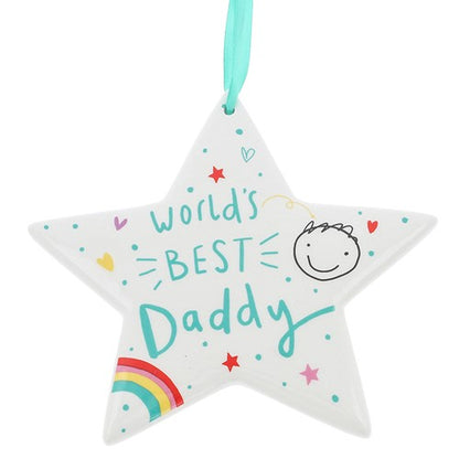 Scribbles Cute World's Best Daddy Ceramic Star Plaque