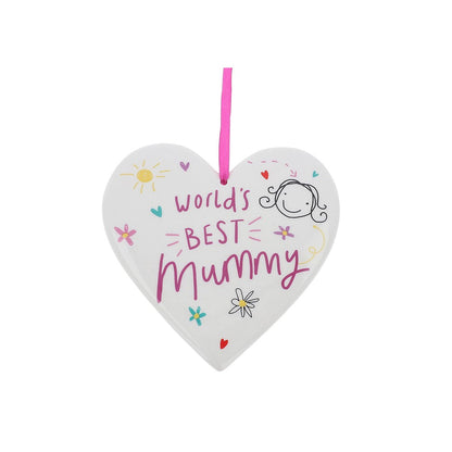 Scribbles Cute World's Best Mummy Ceramic Heart Plaque