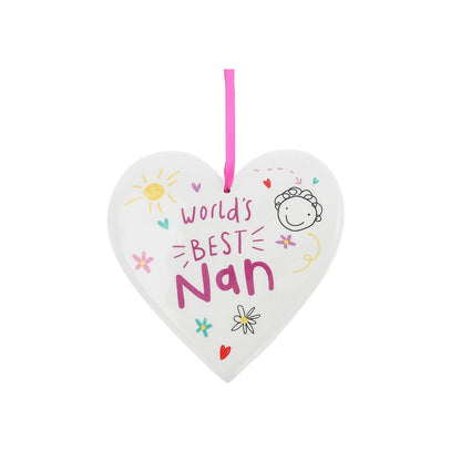 Scribbles Cute World's Best Nan Ceramic Heart Plaque