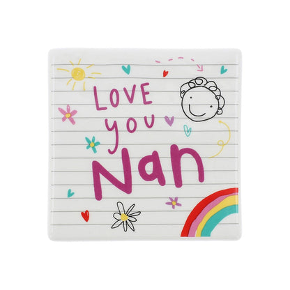 Scribbles Cute Love You Nan Ceramic School Book Coaster