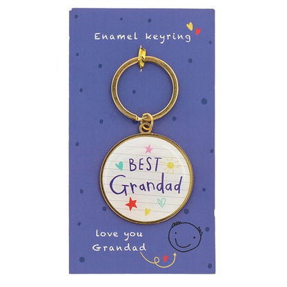 Scribbles Cute Best Grandad Enamel Keyring School Book