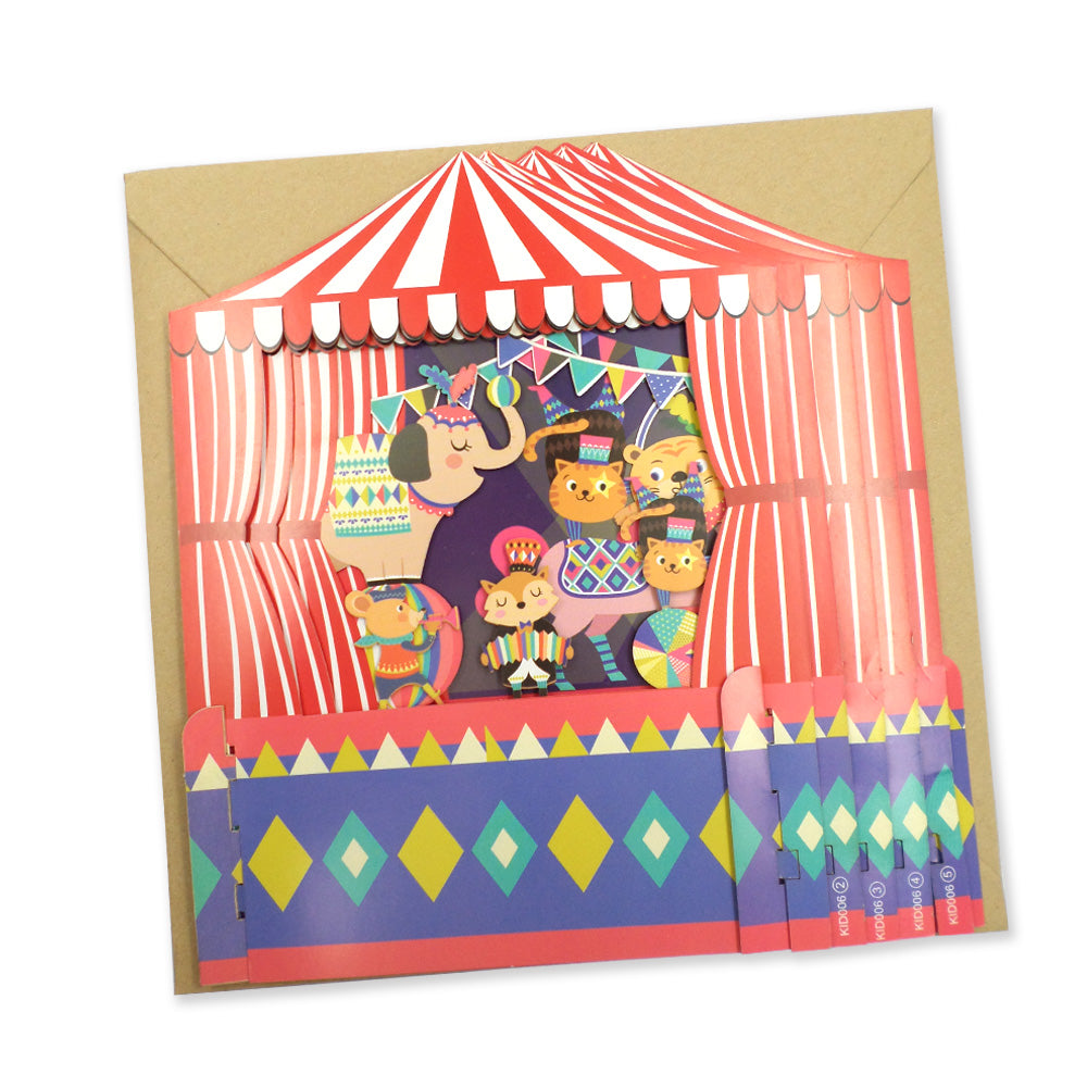 Children's Animals Circus 3D Pop Up Birthday Greeting Card