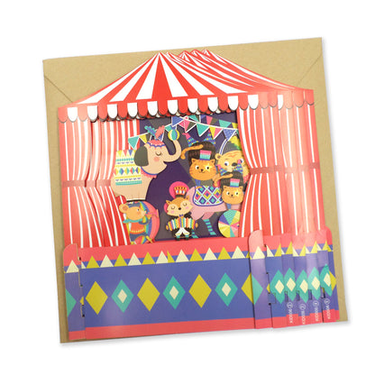 Children's Animals Circus 3D Pop Up Birthday Greeting Card
