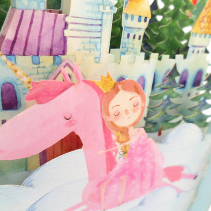 Children's Princess & A Unicorn 3D Pop Up Birthday Greeting Card