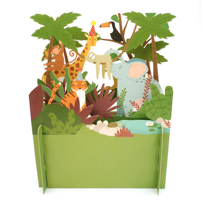 Children's Happy Jungle Animals 3D Pop Up Birthday Greeting Card