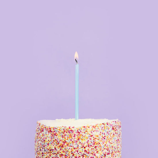 Hootyballoo 12 Pack Blue Skinny Candles & Holders Birthday Celebration Partyware