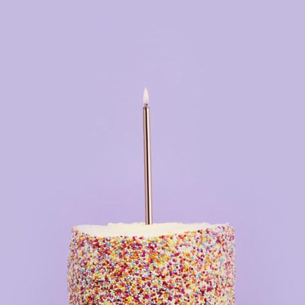 Hootyballoo 12 Pack Rose Gold Candles & Holders Birthday Celebration Partyware