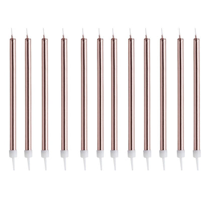 Hootyballoo 12 Pack Rose Gold Candles & Holders Birthday Celebration Partyware