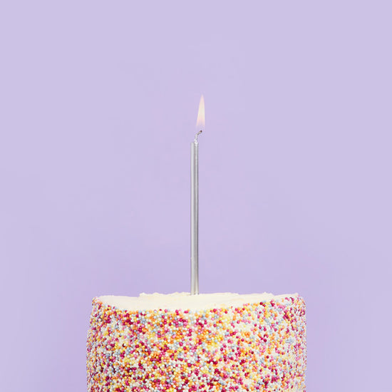 Hootyballoo 12 Pack Silver Candles & Holders Birthday Celebration Partyware